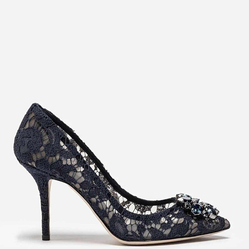 dolce & gabbana bellucci embellished lace pumps